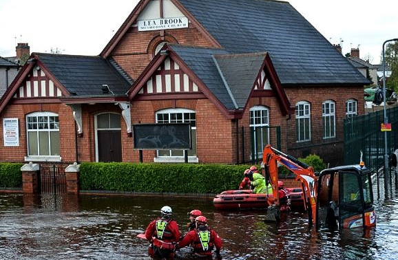 lea brook, road, water, main, burst